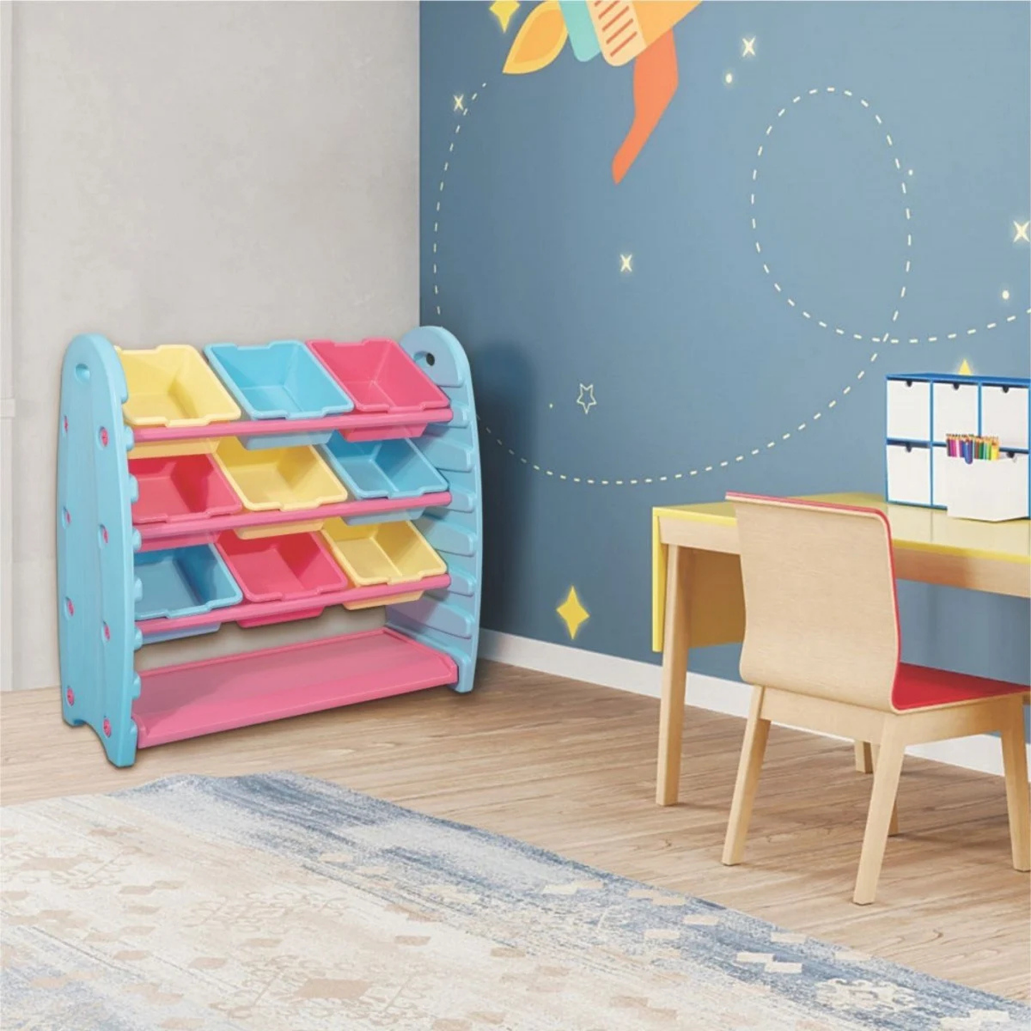 9’lu Saklama ve Oyuncak Rafı – Krem HerpaToys