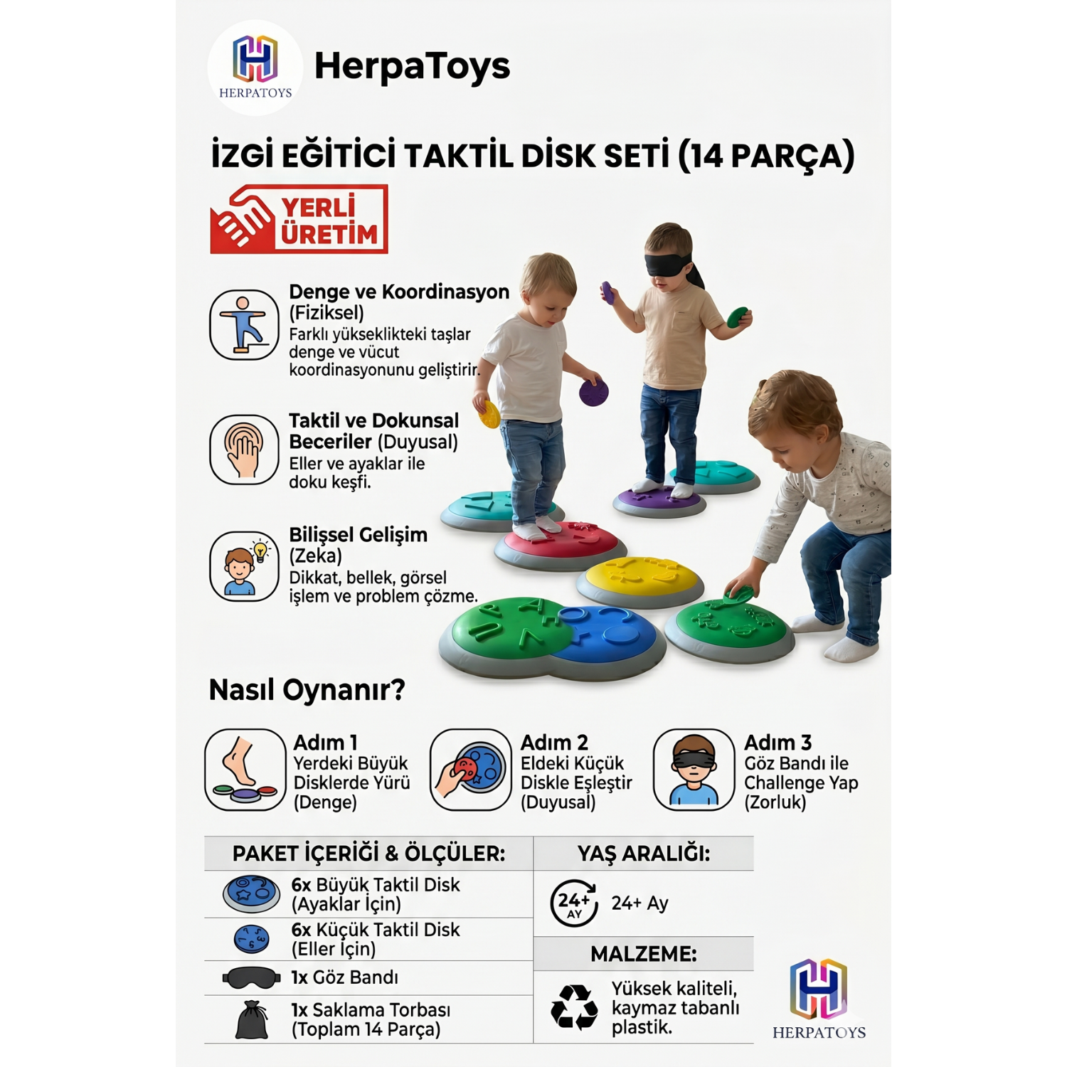 HerpaToys Eğitici Taktil Disk Seti 14 Parça