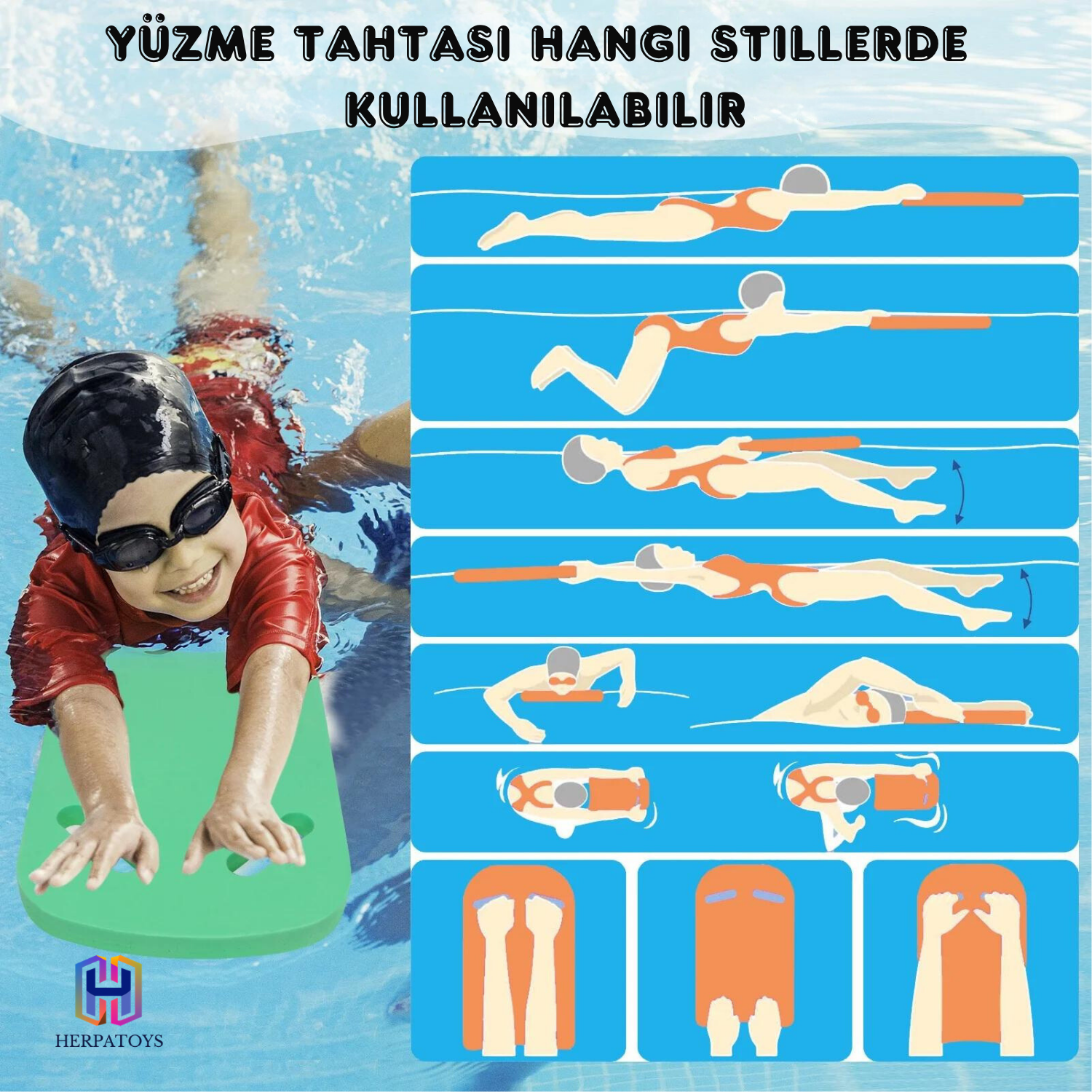 HerpaToys Yüzme Tahtası Kullanım Stilleri