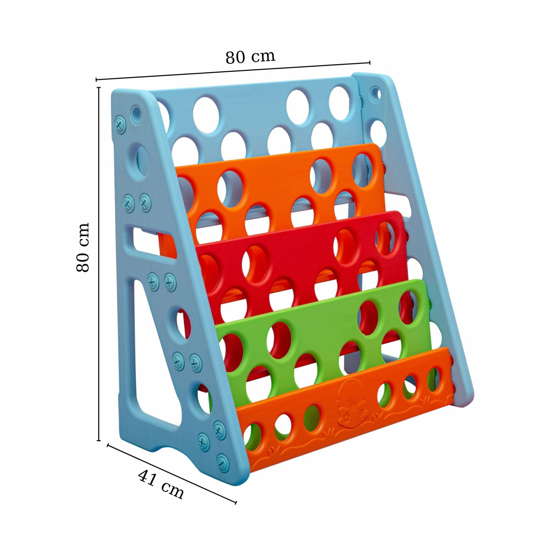 HerpaToys Renkli Montessori Kitaplık – 4 Raflı Çocuk Kitap Düzenleyici (80×80×41 cm) HerpaToys